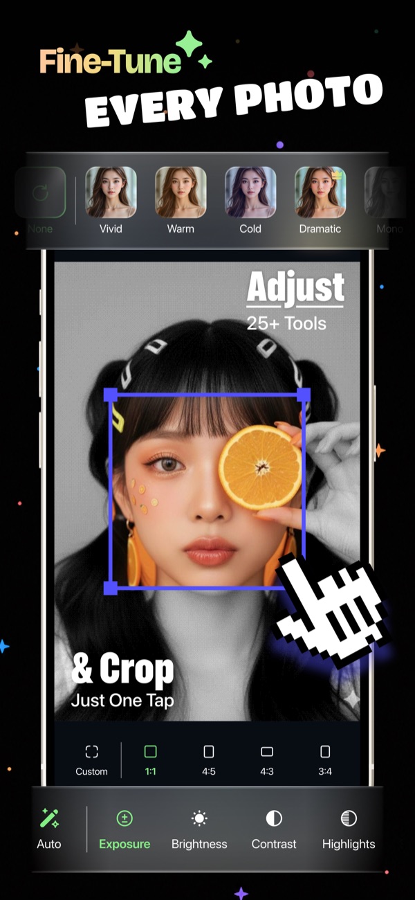 Adjust and crop tools